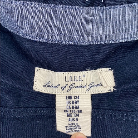 Boys 8-9 Youth Button Down L.O.G.G. Blue Shirt - Picture 7 of 8